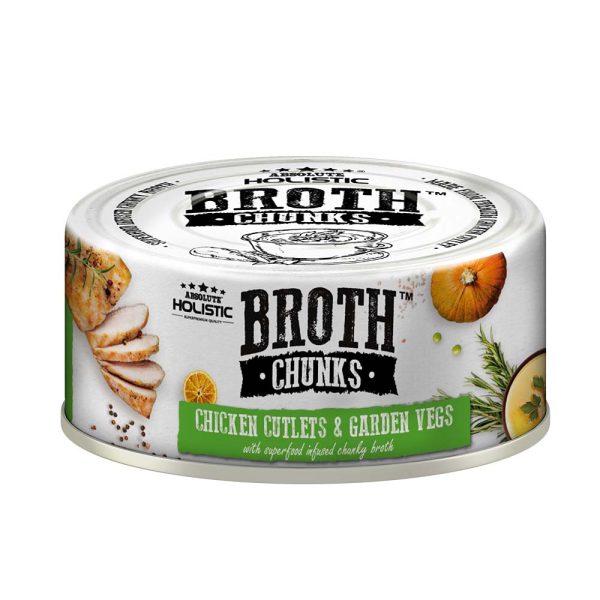 Absolute Holistic Broth Chunks Chicken Cutlets & Garden Vegs Grain-Free Canned Food For Cats & Dogs 80g Discount