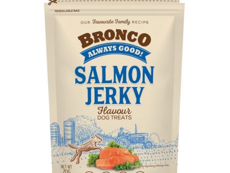 4 FOR $11.50: Bronco Jerky Salmon Flavour Chicken Dog Treats 70g For Sale