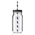 20 oz Mason Jason with Striped Straw Glass Fashion